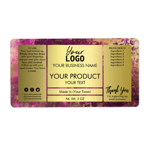 Luxury Purple And Gold Ink Product Labels