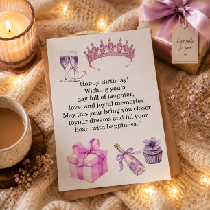 Luxury Purple Birthday Card for Women   Princess C