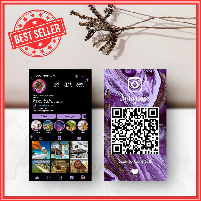 Luxury | Purple & Black QR Business Card (Creator Uploaded)