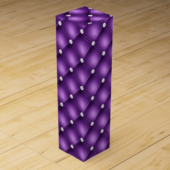 Luxury Purple Diamond Tufted Pattern Wine Box (Front)