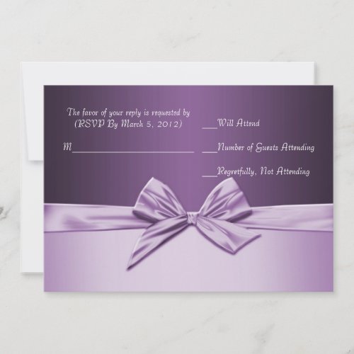 Luxury Purple Elegant Ribbon RSVP card
