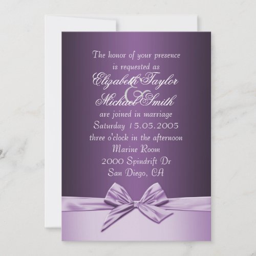 Luxury Purple Elegant Ribbon Wedding Invite