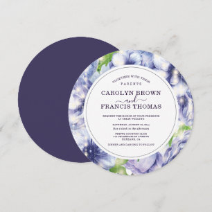 Luxury Purple Floral Anemone Wedding Invitation