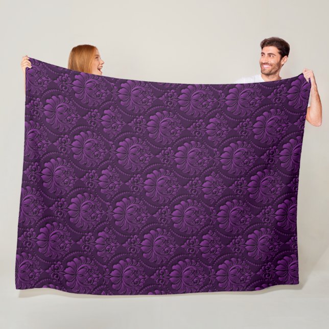 Luxury Purple Floral Fleece Blanket (In Situ)