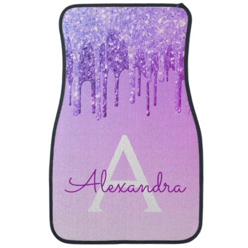 Luxury Purple Foil Glitter Sparkle Monogram Car Fl Car Floor Mat