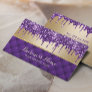 Luxury Purple Glitter Drips Chic Gold Beauty Salon Business Card