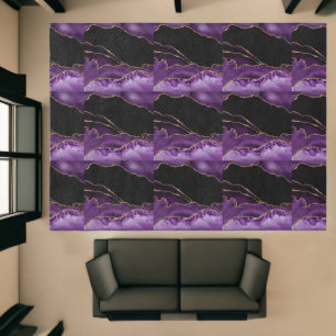 Luxury Purple Gold Agate Glitter Area Rug