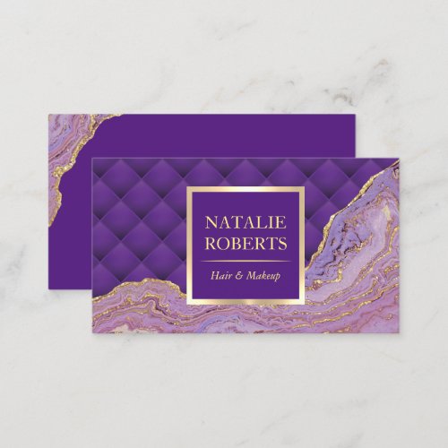 Luxury Purple  Gold Agate Luxury Beauty Salon Business Card