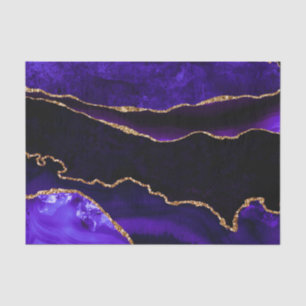 Luxury Purple Gold Glitter Agate Happy Birthday Tissue Paper