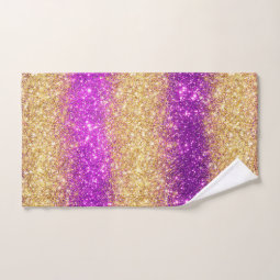Luxury Purple Gold Glitter Bath Towel Set | Zazzle