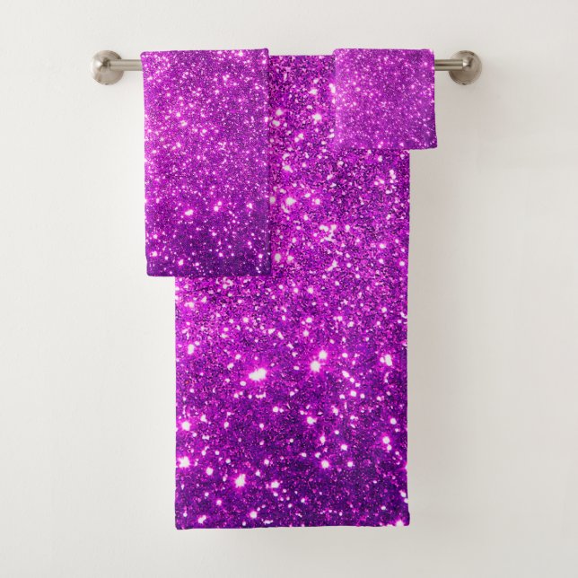 Luxury Purple Gold Glitter Bath Towel Set (Insitu)