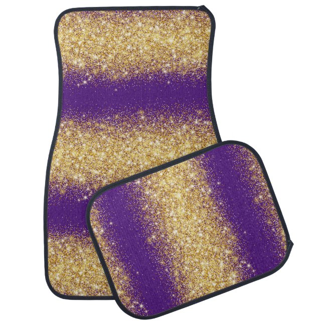 Luxury Purple Gold Glitter Car Floor Mat (Set)