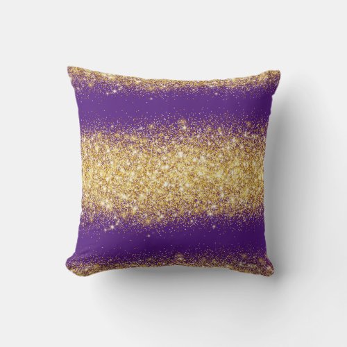 Luxury Purple Gold Glitter Throw Pillow