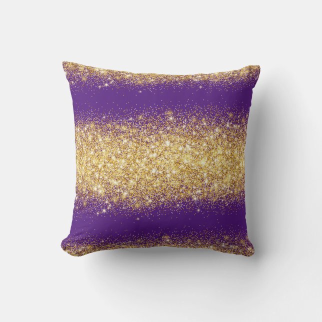 Luxury Purple Gold Glitter Throw Pillow (Front)