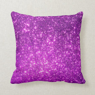 Luxury Purple Gold Glitter Throw Pillow