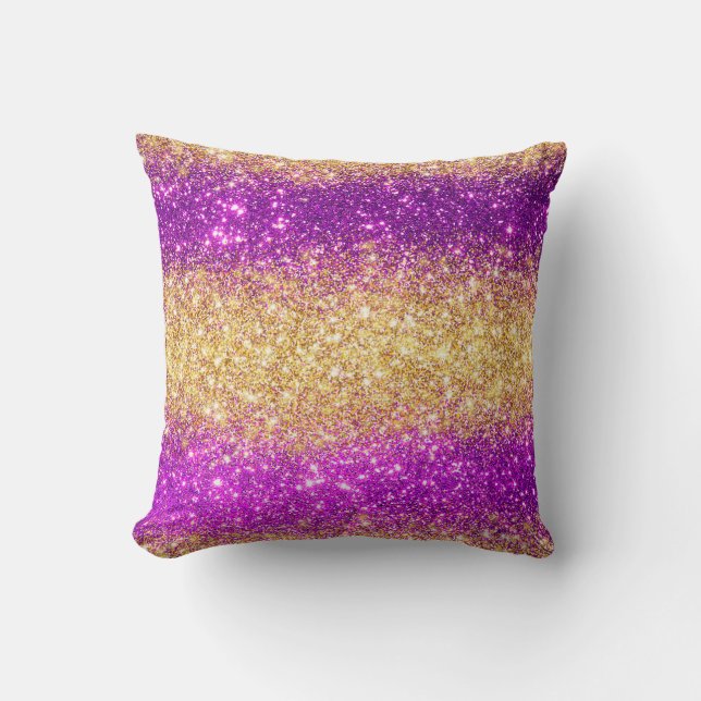 Luxury Purple Gold Glitter Throw Pillow (Front)
