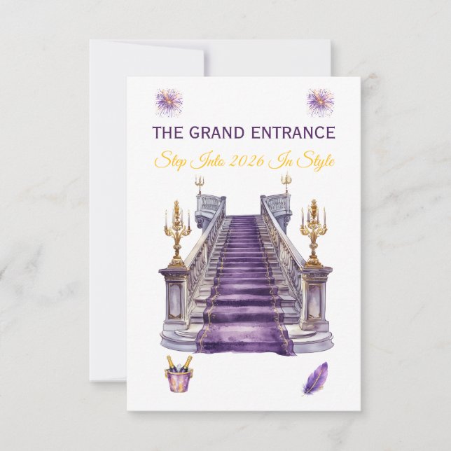 Luxury Purple & Gold New Year 2026 Invitation (Front)