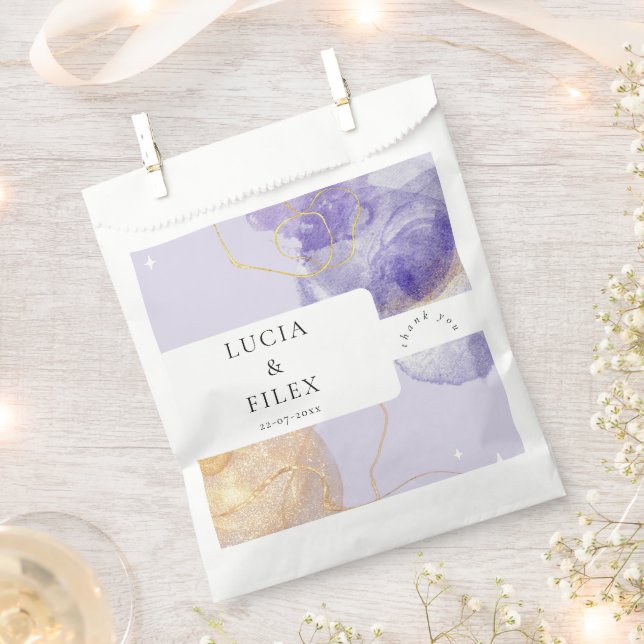 Luxury Purple & Golden Abstract Favor Bag (Clipped)