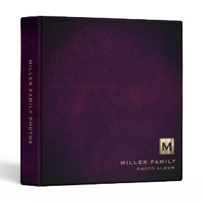 Luxury Purple Leather Monogram Photo Album Binder