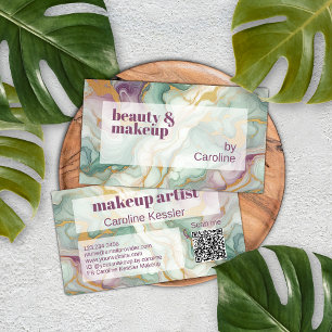 Luxury Purple Mauve Pink Green Gold Marble Art Business Card