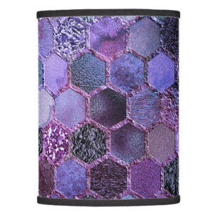 Luxury Purple Metal Foil Glitter honeycomb pattern Lamp Shade