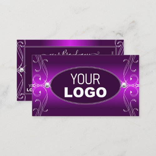 Luxury Purple Ombre Ornate Sparkle Jewels Add Logo Business Card