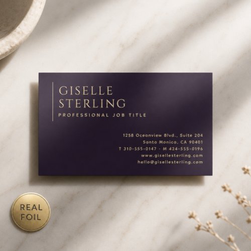 Luxury Purple Plum Gold Foil Business Card