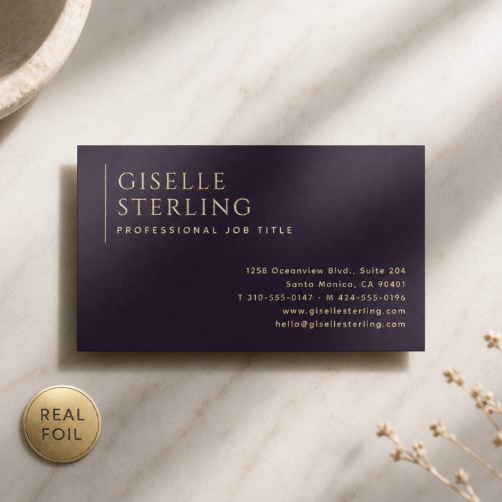 Luxury Purple Plum Gold Foil Business Card