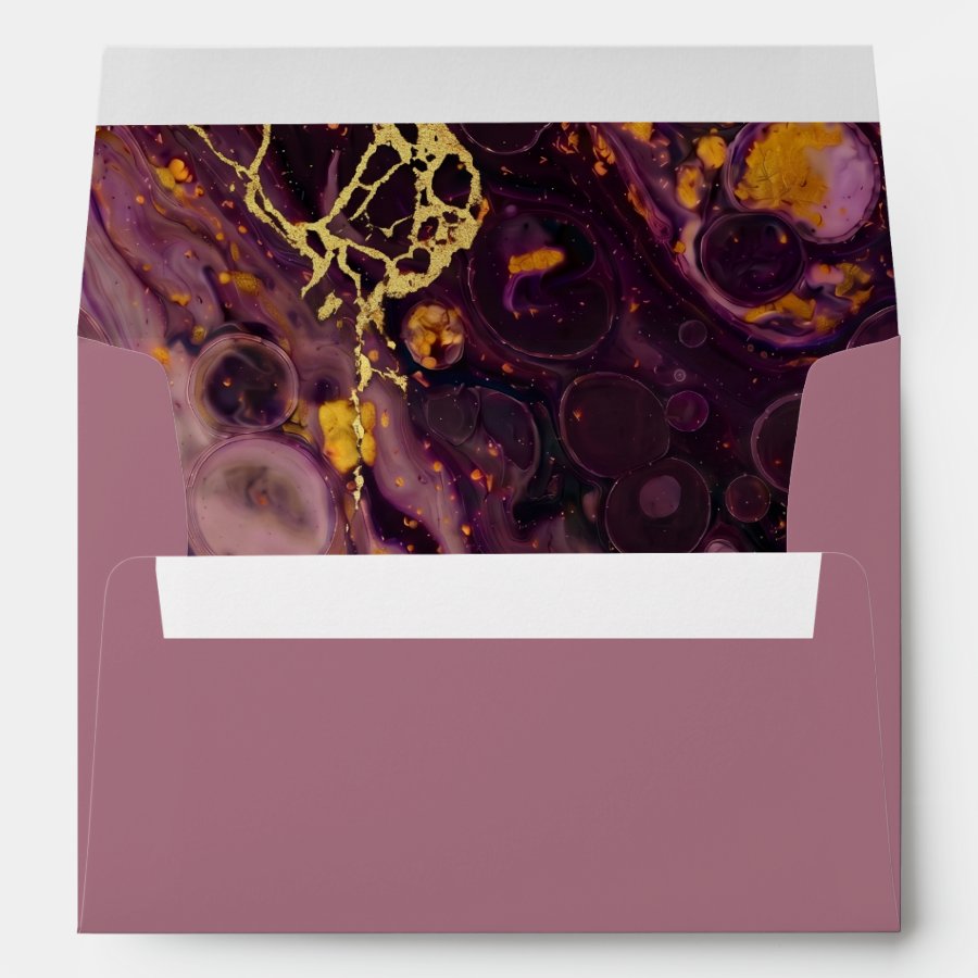 Luxury Purple Plum Marble With Gold Veining  Envelope