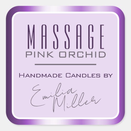 Luxury Purple Plum Ombre Signature Text Candles Square Sticker
