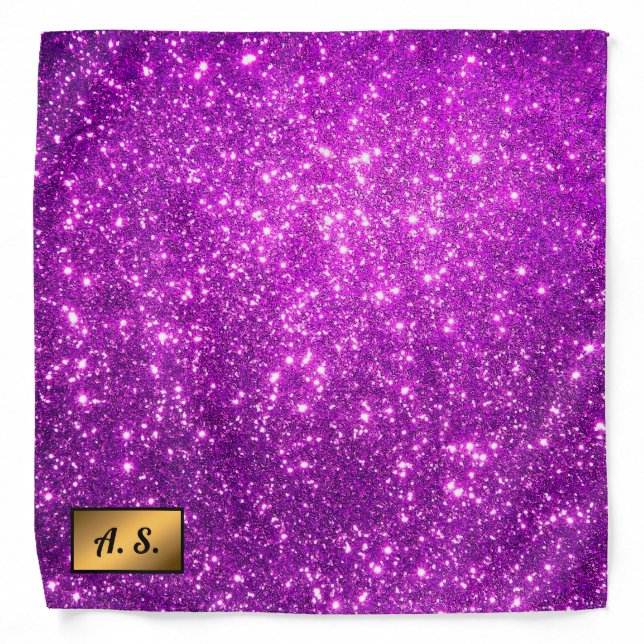 Luxury Purple Popular Gift Gold Glitter Bandana (Front)