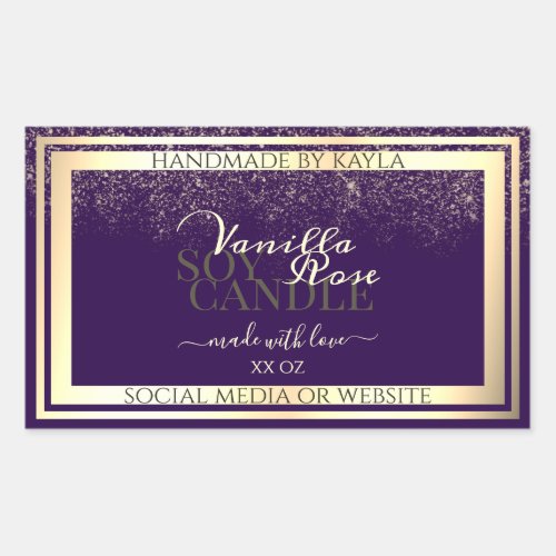 Luxury Purple Product Packaging Labels Gold Frame