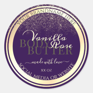 Luxury Purple Product Packaging Labels Gold Frame