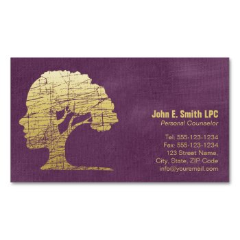 Luxury Purple Psychologist Personal Counselor Magnetic Business Card by superdazzle at Zazzle