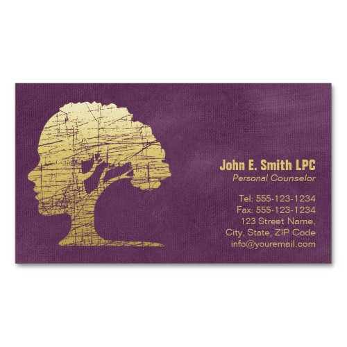 Luxury Purple Psychologist Personal Counselor Magnetic Business Card