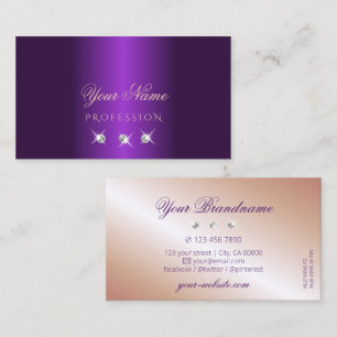 Luxury Purple Rose Gold Sparkle Diamonds Luxe Glam Business Card
