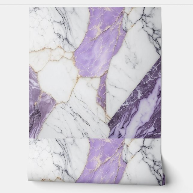 Luxury Purple & White Marble Wallpaper (Unrolling)