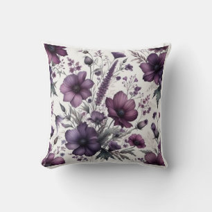 Luxury Purple Wildflower Throw Pillow