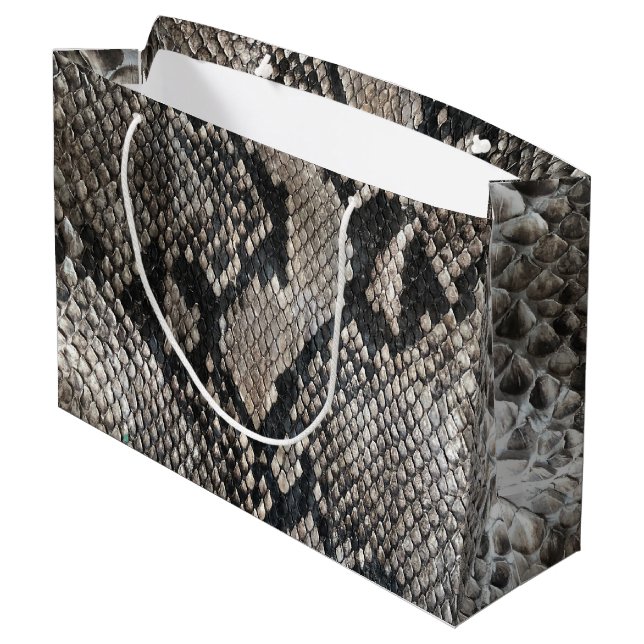 Luxury Python Snake Skin - Rich Elegant Fashion Large Gift Bag (Back Angled)