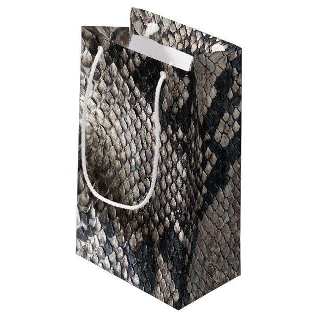 Luxury Python Snake Skin - Rich Elegant Fashion Small Gift Bag (Back Angled)