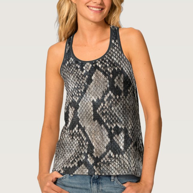 Luxury Python Snake Skin Rich Elegant Fashion Tank Top (Front)