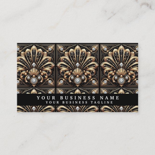 Luxury QR Code Art Deco Business Cards (Front)