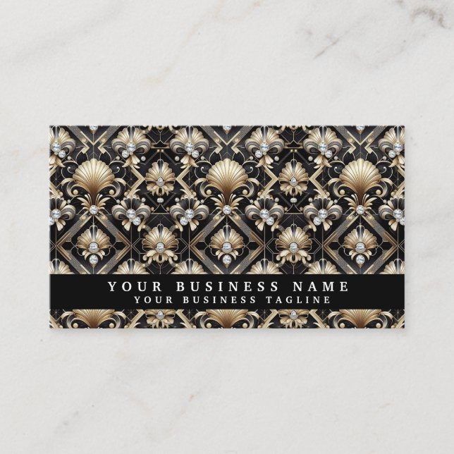 Luxury QR Code Art Deco Business Cards (Front)
