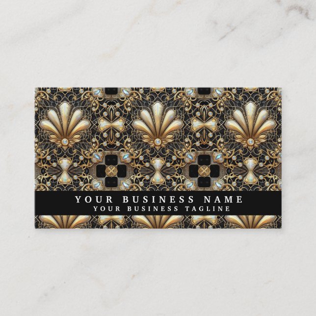 Luxury QR Code Art Deco Business Cards (Front)