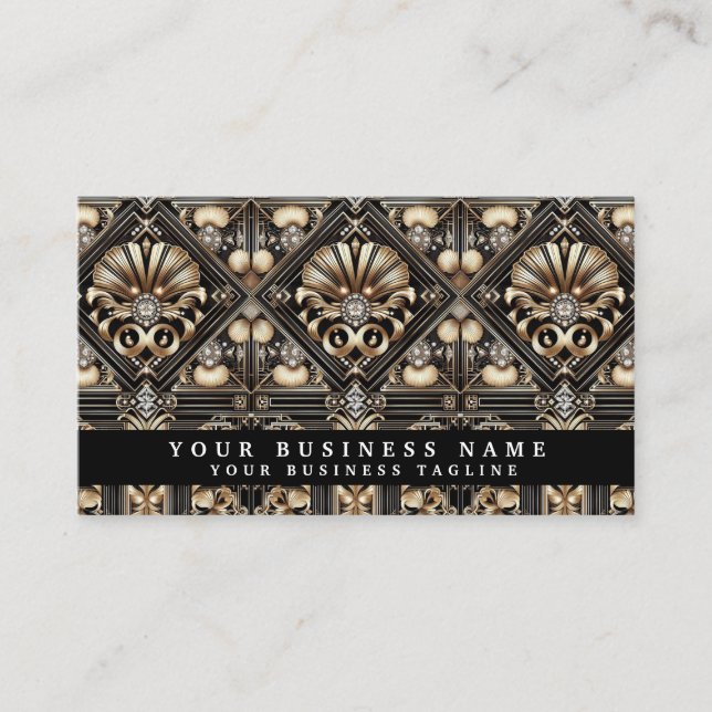 Luxury QR Code Art Deco Business Cards (Front)