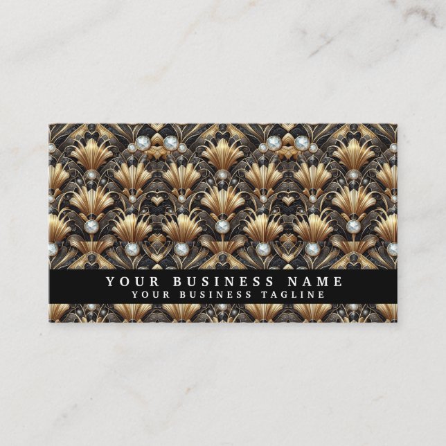 Luxury QR Code Art Deco Business Cards (Front)