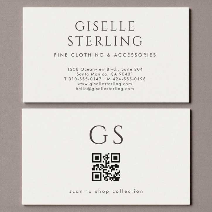 Luxury QR Code Boutique Fashion Ivory Business Card