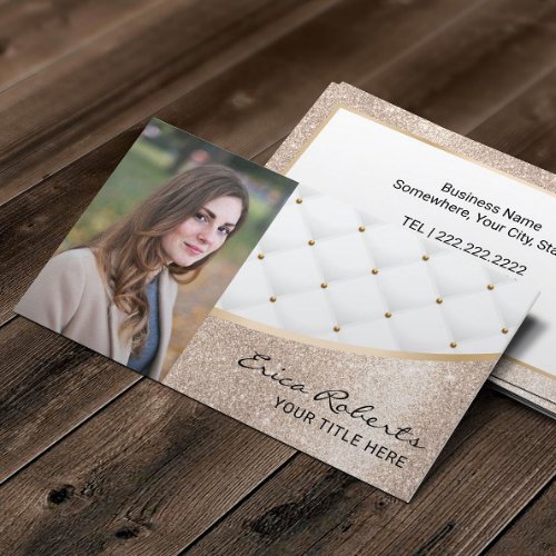 Luxury Quilted Modern Gold Custom Photo Business Card