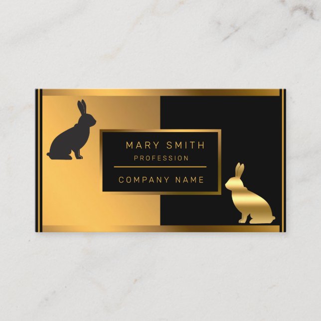 Luxury Rabbit Veterinarian Add Your Text Business Card (Front)