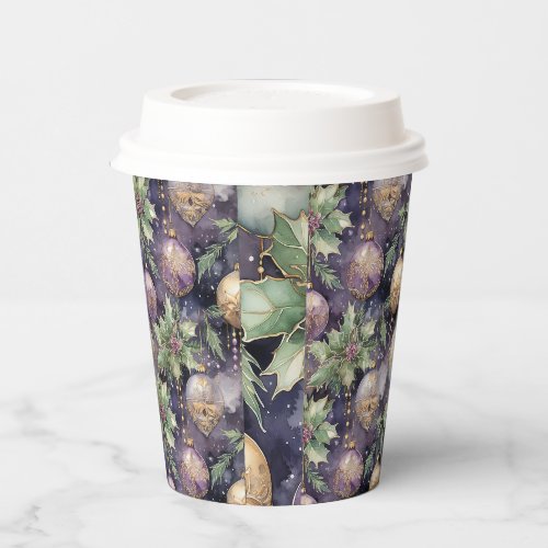Luxury Radiance Purple and Gold Christmas Splendo Paper Cups